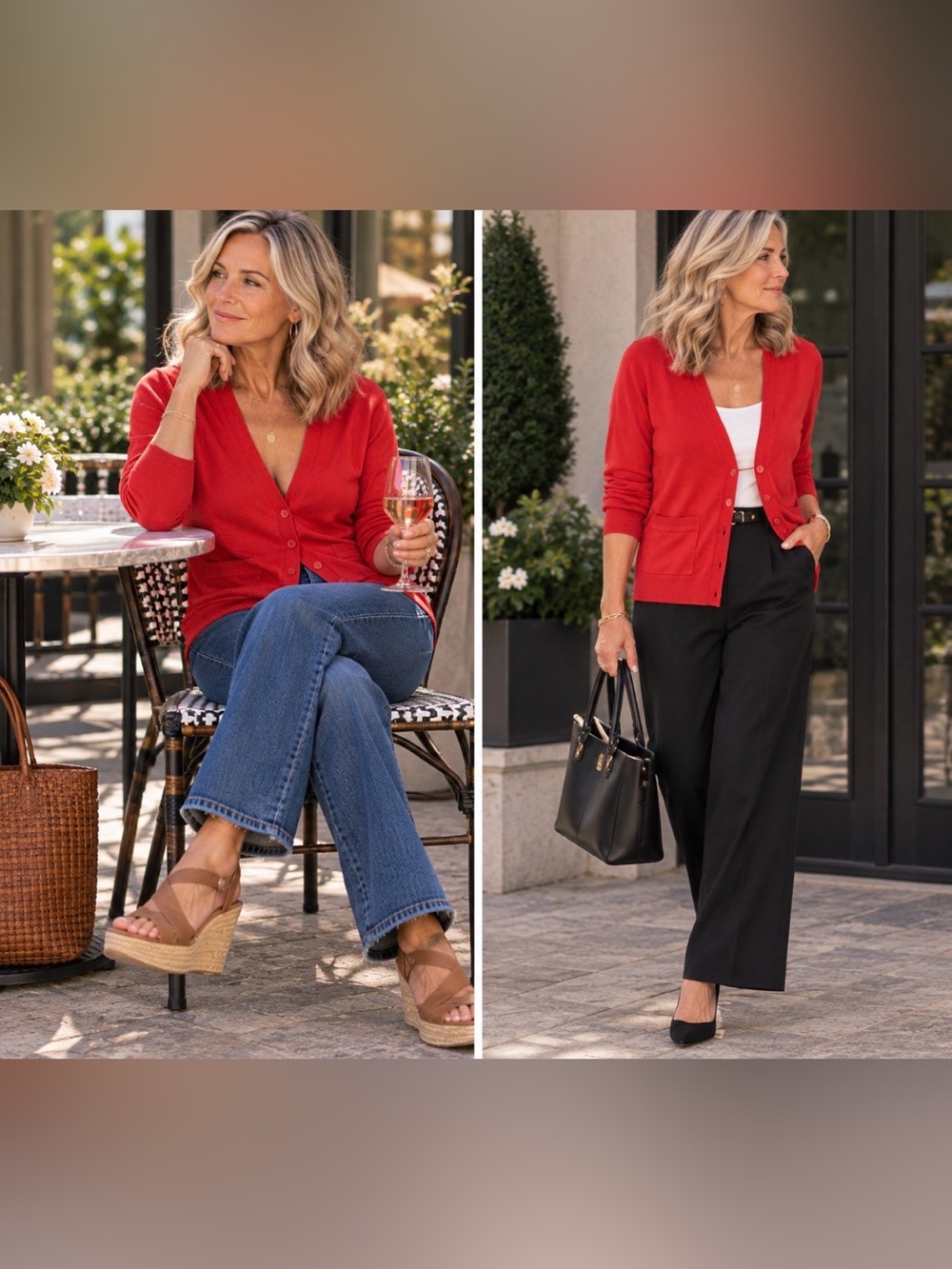 Grace Elements A-List Red V-Neck Button Front Cardigan S